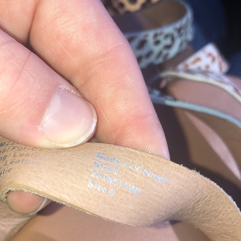 Madewell The Ilana Slide Sandal in Calf Hair size 6 seaside blue Wash leather - Picture 6 of 11